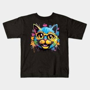 Colorful Graffiti Cat Kids T-Shirt